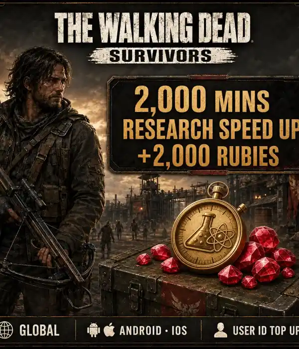 The Walking Dead: Survivors 2,000 mins Research Speed Up+2,000 Rubies