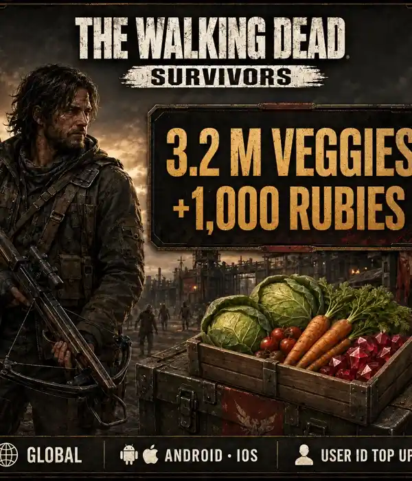 The Walking Dead: Survivors 3.2 M Veggies+1,000 Rubies