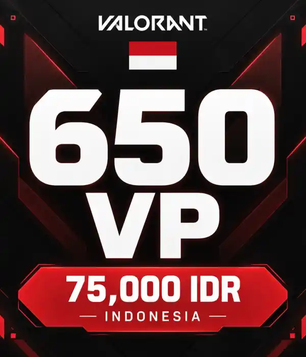 Valorant IDR 75,000 - 650 VP