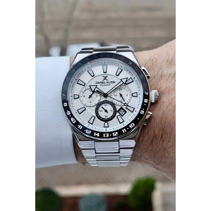 Daniel Klein DKISTE982 Kadranı Beyaz Kordonu Gümüş Renk İç Göstergeleri Aktif Erkek Kol Saati