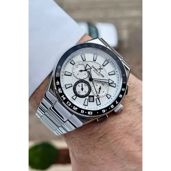 Daniel Klein DKISTE982 Kadranı Beyaz Kordonu Gümüş Renk İç Göstergeleri Aktif Erkek Kol Saati