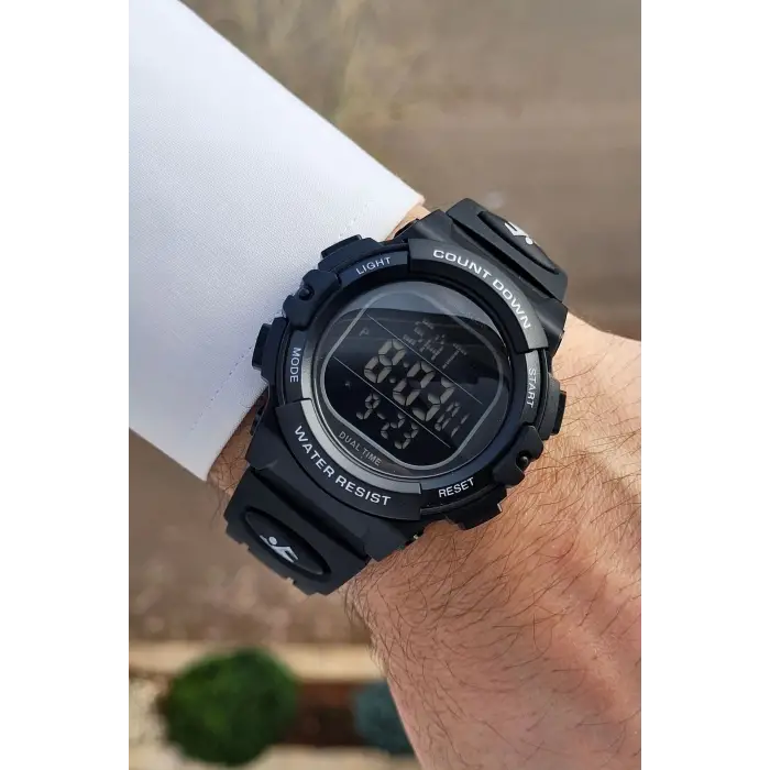 Daniel Klein DKISTE1051 Siyah Renk Alarm Kronometre ve Işıklı Dijital Hediye Paketli Erkek Kol Saati