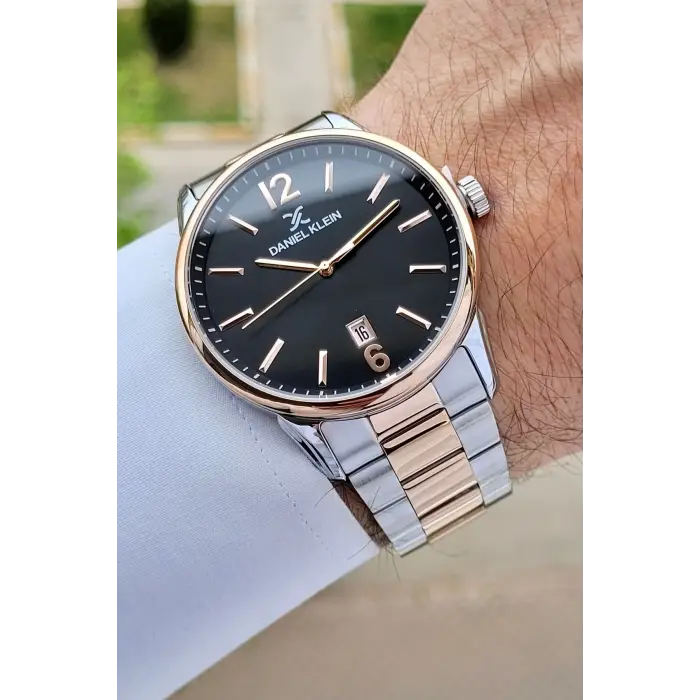 Daniel Klein DKISTE1130 Kadranı Siyah Rose Gümüş Renk Takvimli Hediye Paketli Erkek Kol Saati