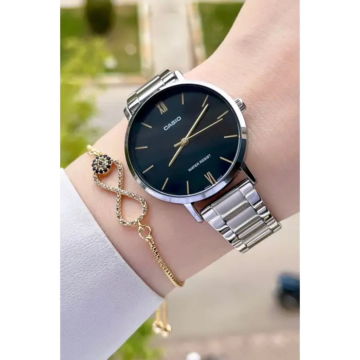 Casio CSISTE29 Kadranı Siyah Kordonu Gümüş Renk Hediye Paketli Kadın Kol Saati