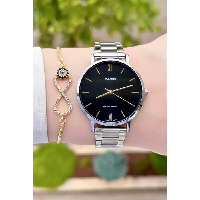Casio CSISTE29 Kadranı Siyah Kordonu Gümüş Renk Hediye Paketli Kadın Kol Saati