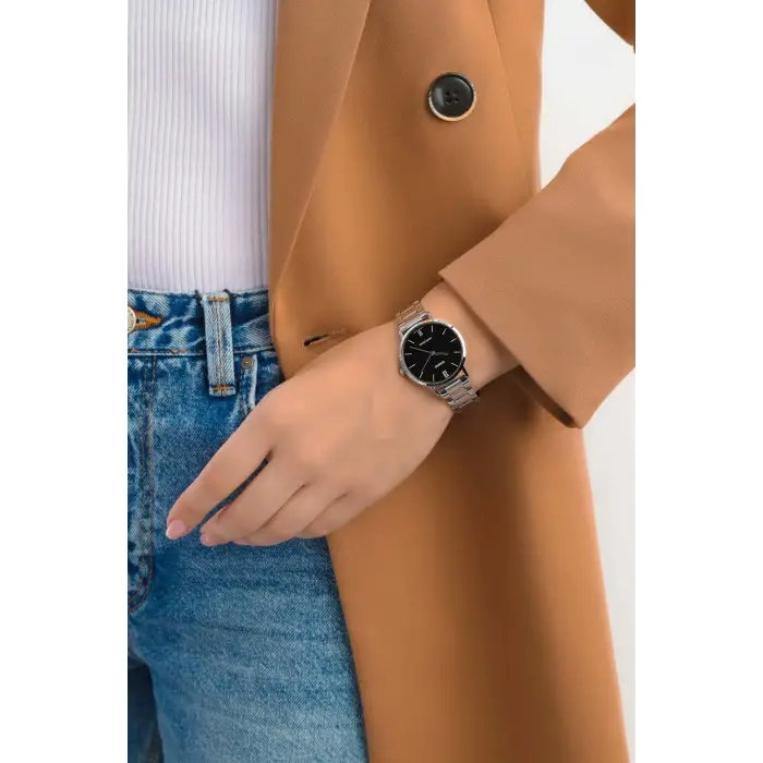 Casio CSISTE29 Kadranı Siyah Kordonu Gümüş Renk Hediye Paketli Kadın Kol Saati