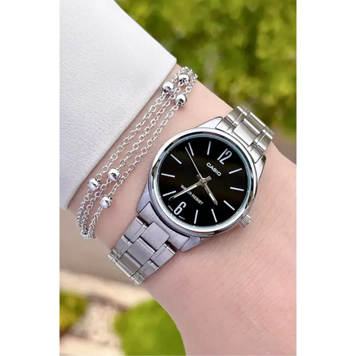Casio CSISTE18 Kadranı Siyah Kordonu Gümüş Renk Hediye Paketli Kadın Kol Saati