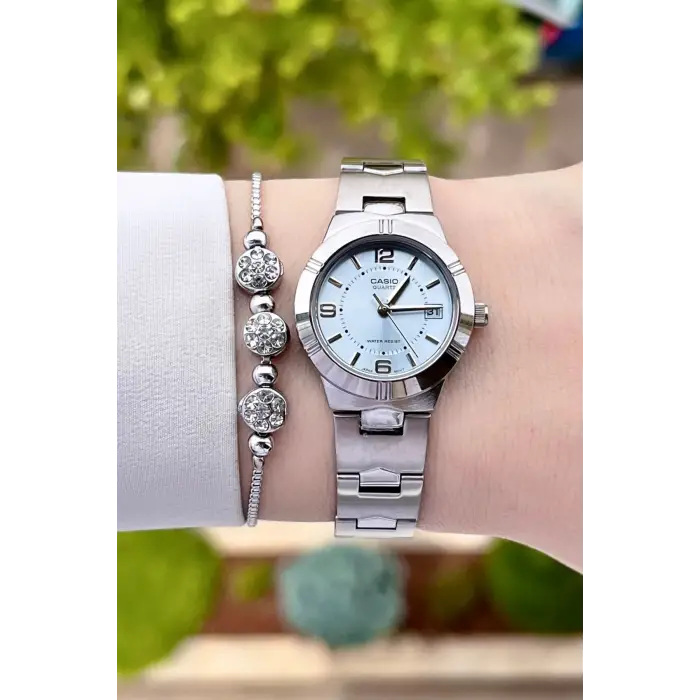 Casio CSISTE17 Kadranı Mavi Kordonu Gümüş Renk Hediye Paketli Kadın Kol Saati