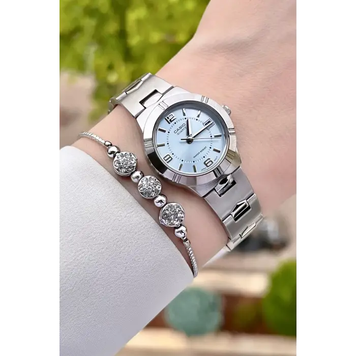 Casio CSISTE17 Kadranı Mavi Kordonu Gümüş Renk Hediye Paketli Kadın Kol Saati