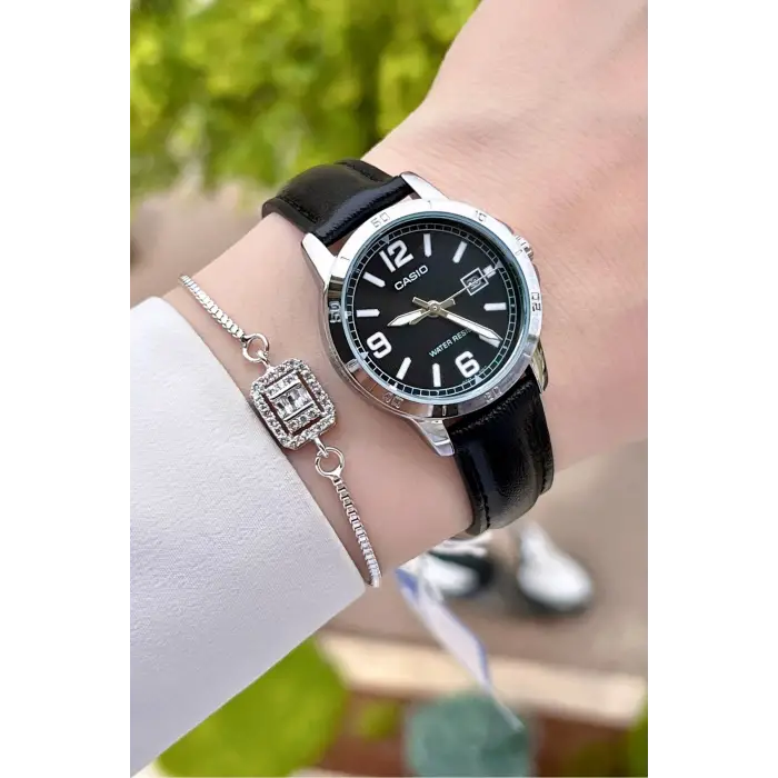 Casio CSISTE24 Kasası Gümüş Kordonu Siyah Renk Hediye Paketli Kadın Kol Saati