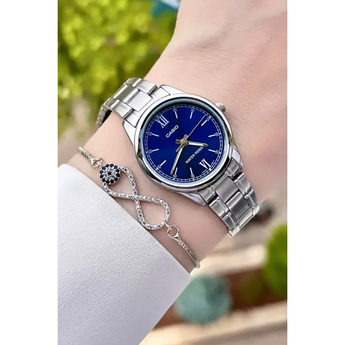Casio CSISTE26 Kadranı Lacivert Kordonu Gümüş Renk Hediye Paketli Kadın Kol Saati