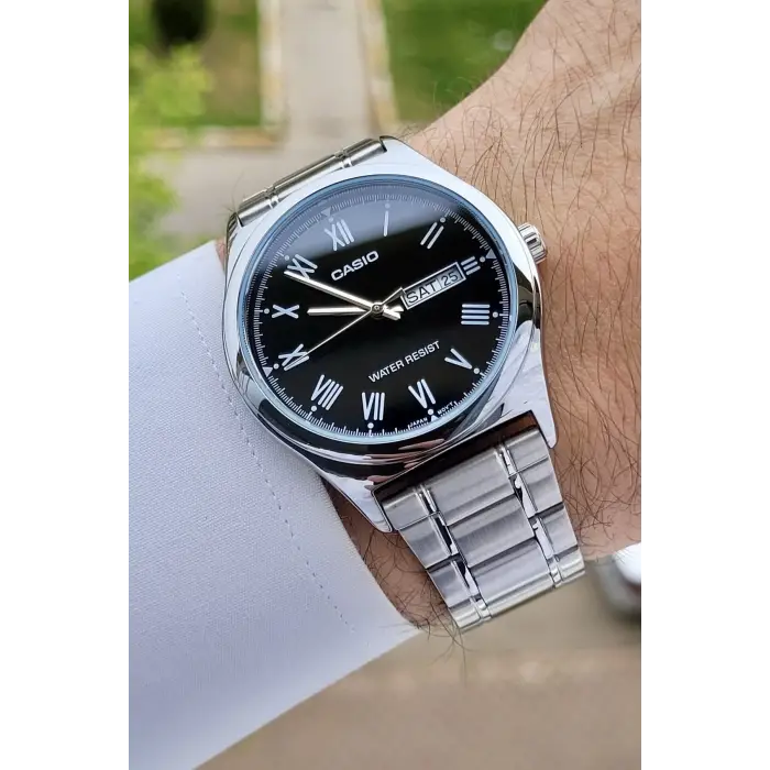 Casio CSISTE14 Kadranı Siyah Kordonu Gümüş Renk Takvim ve Günlü Hediye Paketli Erkek Kol Saati