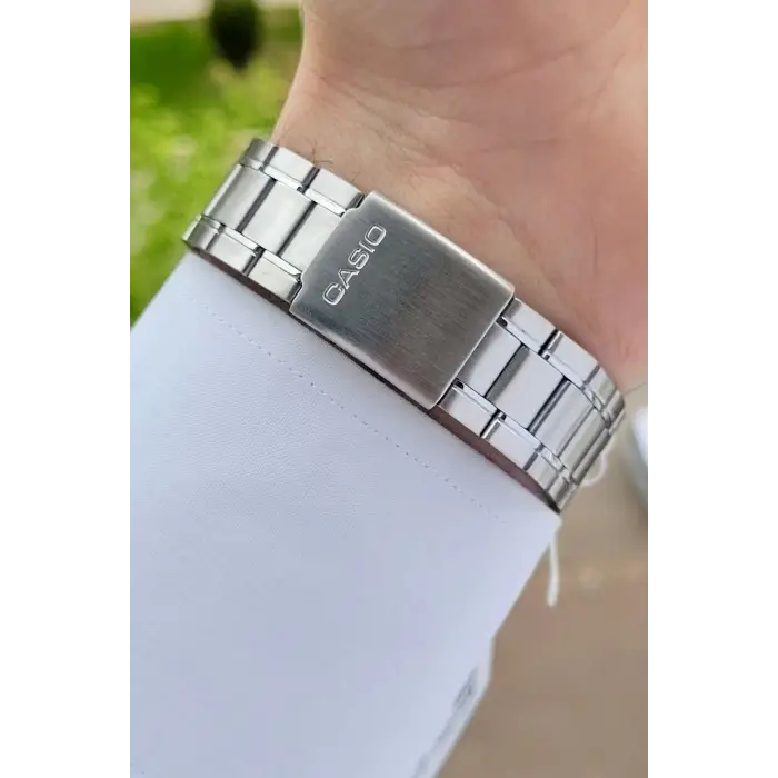 Casio CSISTE14 Kadranı Siyah Kordonu Gümüş Renk Takvim ve Günlü Hediye Paketli Erkek Kol Saati