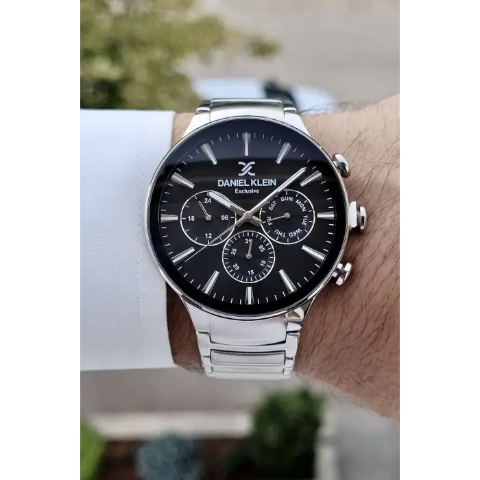 Daniel Klein DKISTE1236 Kadranı Siyah Kordonu Gümüş Renk İç Göstergeleri Aktif Hediye Paketli Erkek Kol Saati