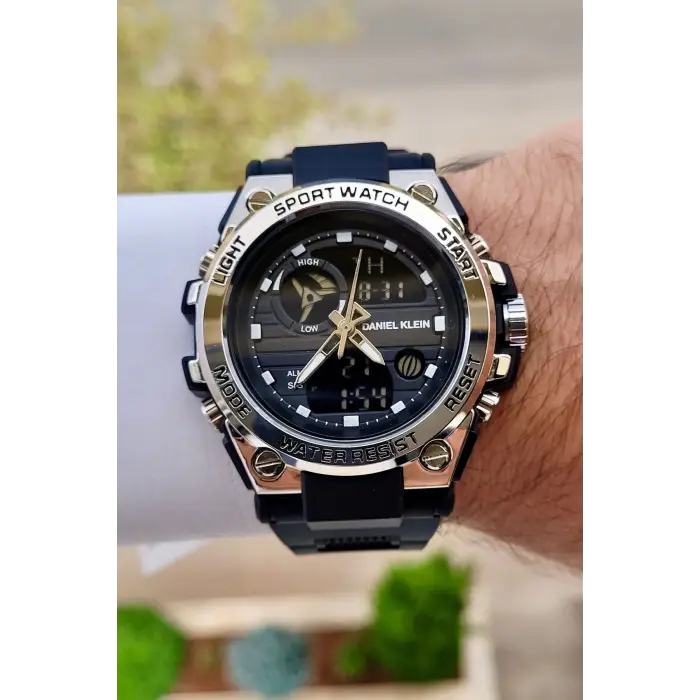 Daniel Klein DKISTE1383 Gümüş Siyah Renk Analog Dijital Hediye Paketli Erkek Kol Saati