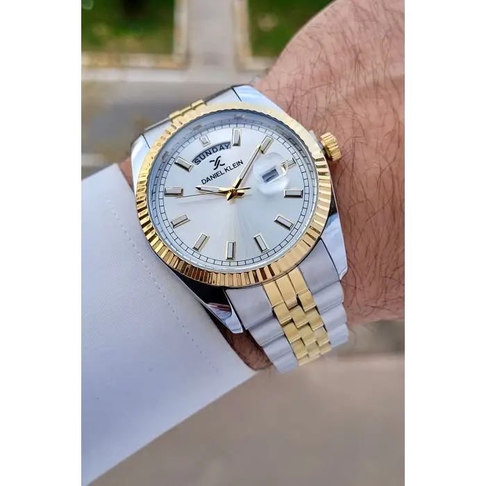 Daniel Klein DKISTE1461 Gold Gümüş Renk Fonksiyonlu Klipsli Erkek Kol Saati