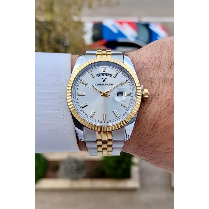 Daniel Klein DKISTE1461 Gold Gümüş Renk Fonksiyonlu Klipsli Erkek Kol Saati