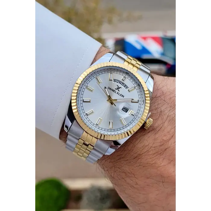 Daniel Klein DKISTE1461 Gold Gümüş Renk Fonksiyonlu Klipsli Erkek Kol Saati