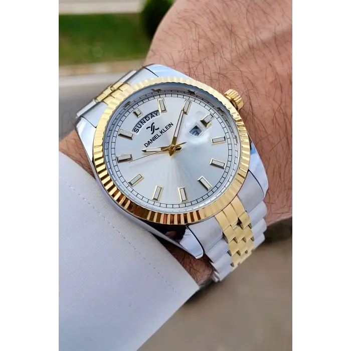 Daniel Klein DKISTE1461 Gold Gümüş Renk Fonksiyonlu Klipsli Erkek Kol Saati