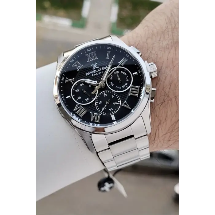 Daniel Klein DKISTE1528 Kadranı Siyah Kordonu Gümüş Renk 45 mm Erkek Kol Saati