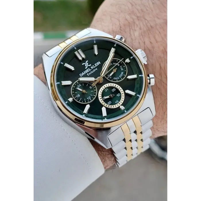 Daniel Klein DKISTE1518 Kadranı Yeşil Kordonu Gold Gümüş Renk 43 mm Erkek Kol Saati