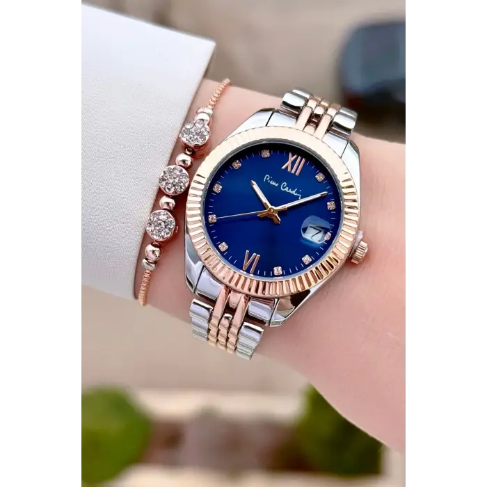 Pierre Cardin PCISTE27 Kadranı Lacivert  Kordonu Rose Gümüş Renk 34 mm Kadın Kol Saati