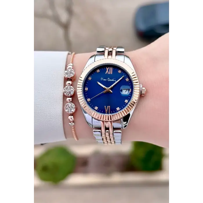 Pierre Cardin PCISTE27 Kadranı Lacivert  Kordonu Rose Gümüş Renk 34 mm Kadın Kol Saati
