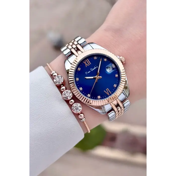 Pierre Cardin PCISTE27 Kadranı Lacivert  Kordonu Rose Gümüş Renk 34 mm Kadın Kol Saati