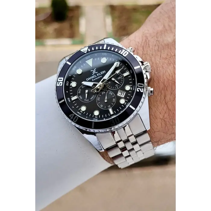 Kadranı Siyah Kordonu Gümüş Renk 45 mm Erkek Kol Saati
