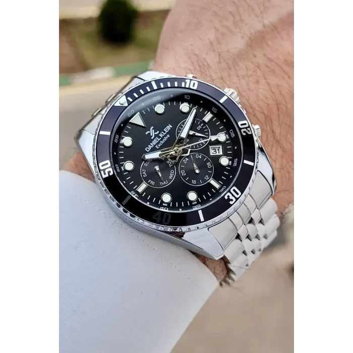 Kadranı Siyah Kordonu Gümüş Renk 45 mm Erkek Kol Saati