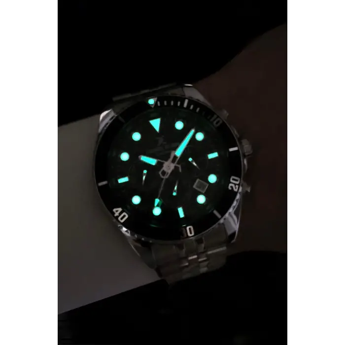 Kadranı Siyah Kordonu Gümüş Renk 45 mm Erkek Kol Saati