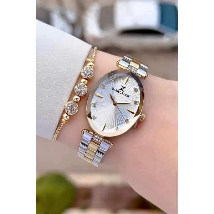 Gold Gümüş Renk Kadın Kol Saati Ve Bileklik