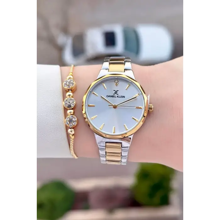 Gold Gümüş Renk Kadın Kol Saati+bileklik