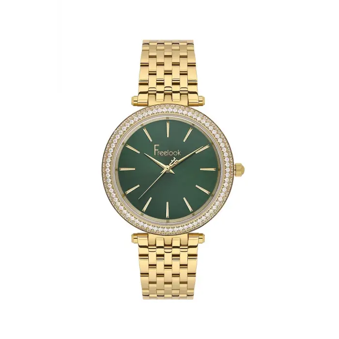 Kadranı Yeşil Kordonu Gold Renk 38 mm Kadın Kol Saati ve Bileklik
