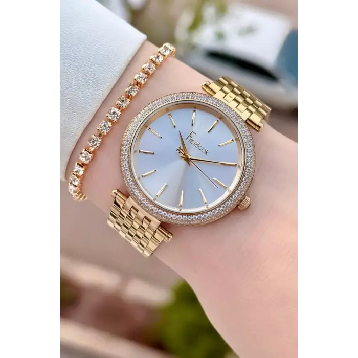 Freelook FLISTE46 Gold Renk 38 mm Kadın Kol Saati ve Bileklik