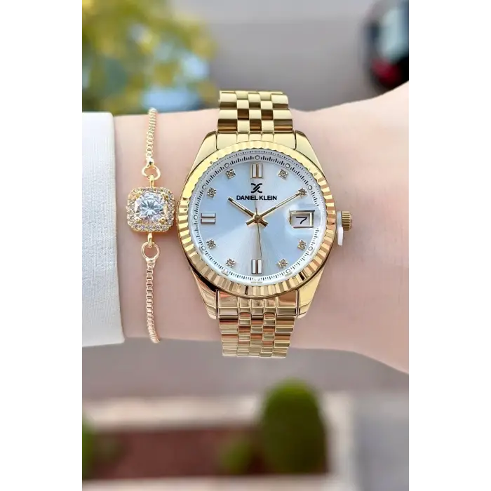 Daniel Klein DKISTE1982 Gold Renk Hediye Paketli Kadın Kol Saati + Bileklik