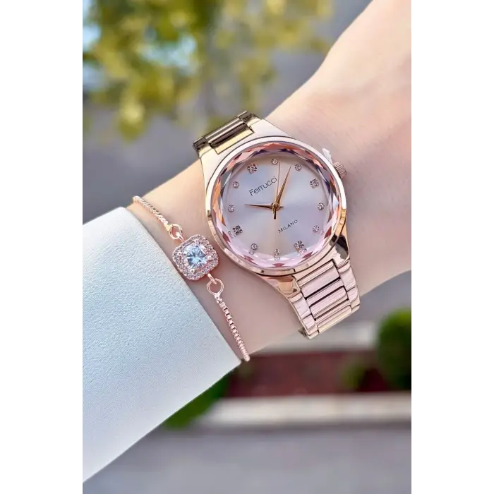 Ferrucci FCISTE386 Rose Renk Kadın Kol Saati ve Bileklik