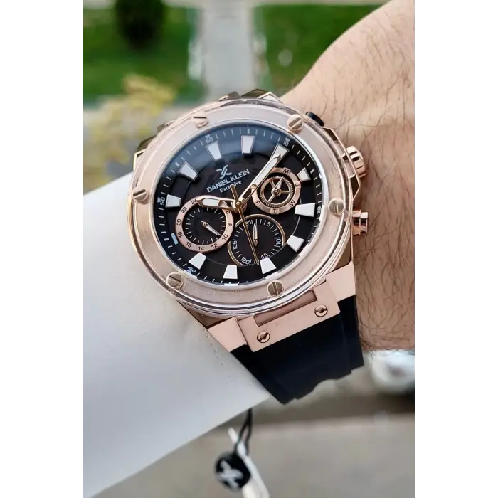 Daniel Klein DKISTE1813 46 Mm Kasası Rose Kordonu Siyah Renk İç Göstergeleri Aktif Erkek Kol Saati