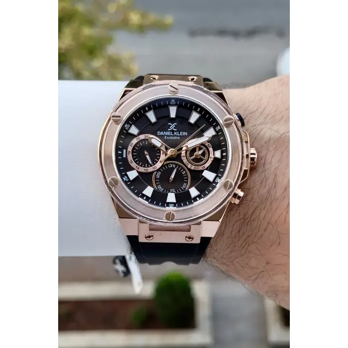 Daniel Klein DKISTE1813 46 Mm Kasası Rose Kordonu Siyah Renk İç Göstergeleri Aktif Erkek Kol Saati