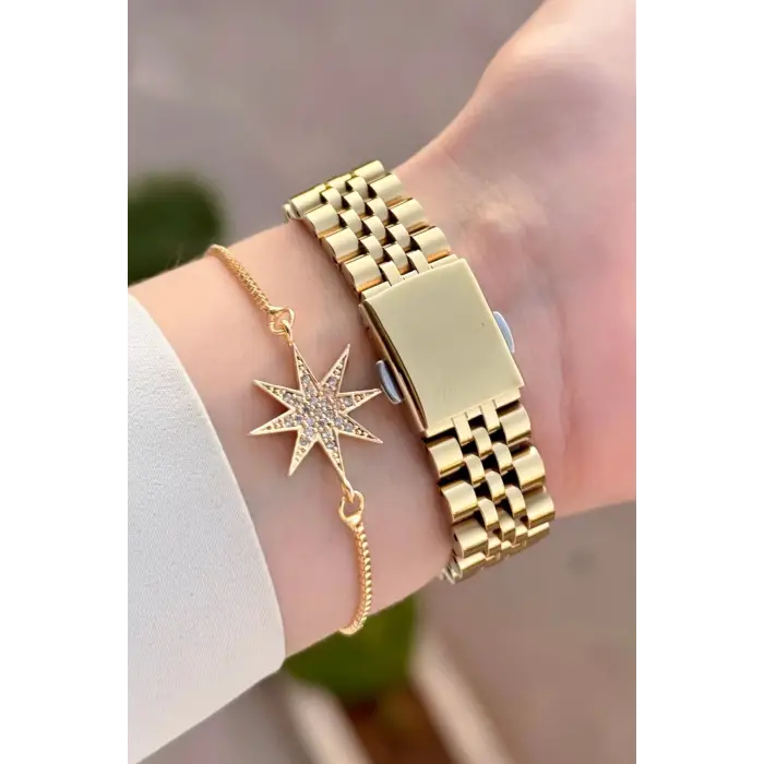 Ferrucci FCISTE396 Gold Renk Takvimli 35 Mm Kadın Kol Saati ve Bileklik