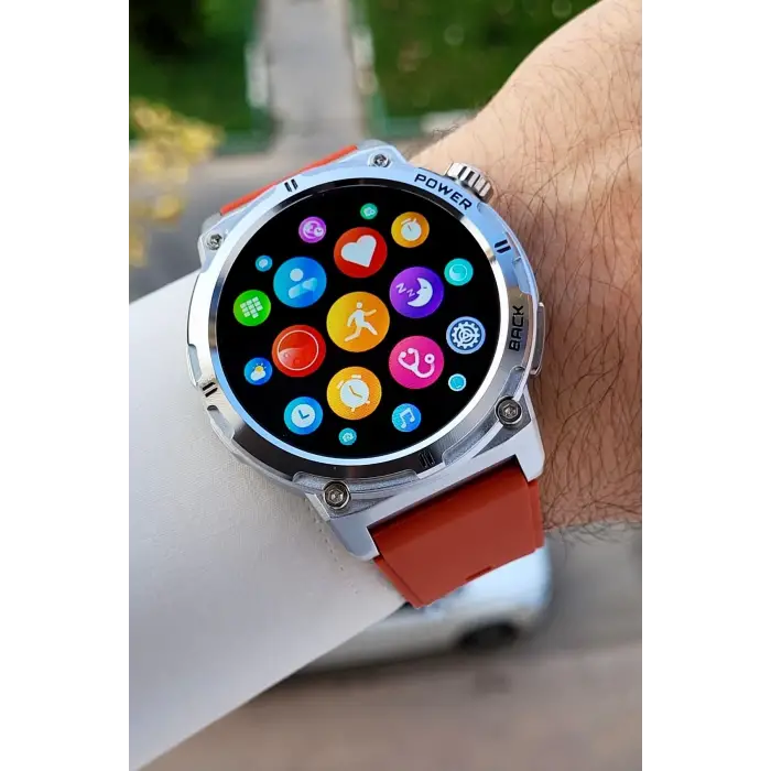 Daniel Klein DKISTE2062 Kasası Gümüş Kordonu Kırmızı Renk Android ve ios Uyumlu Hediye Paketli Akıllı Kol Saat
