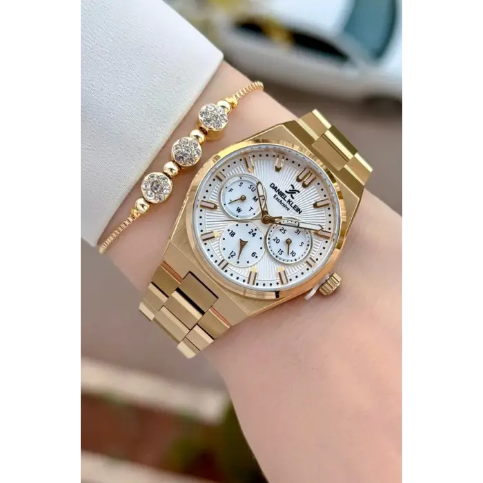 Daniel Klein DKISTE2055 Gold Renk İç Göstergeleri Aktif Kadın Kol Saati ve Bileklik