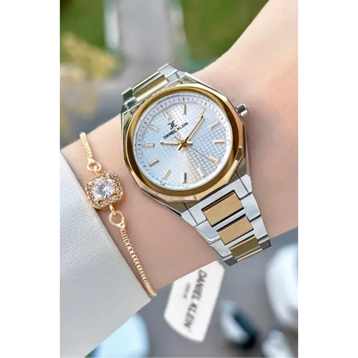 Gold Gümüş Renk 33 Mm Kadın Kol Saati ve Bileklik