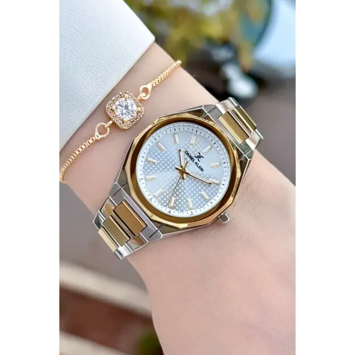 Gold Gümüş Renk 33 Mm Kadın Kol Saati ve Bileklik