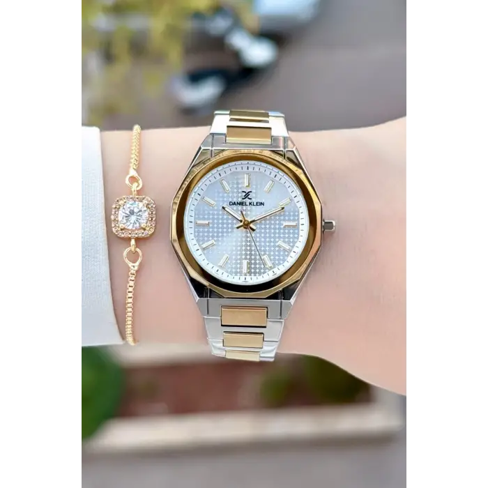 Gold Gümüş Renk 33 Mm Kadın Kol Saati ve Bileklik