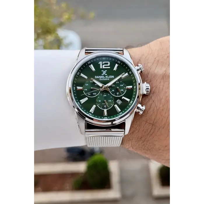 Kadranı Yeşil Kordonu Gümüş Renk 43 Mm İç Göstergeleri Aktif Erkek Kol Saati