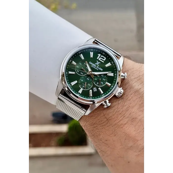 Kadranı Yeşil Kordonu Gümüş Renk 43 Mm İç Göstergeleri Aktif Erkek Kol Saati