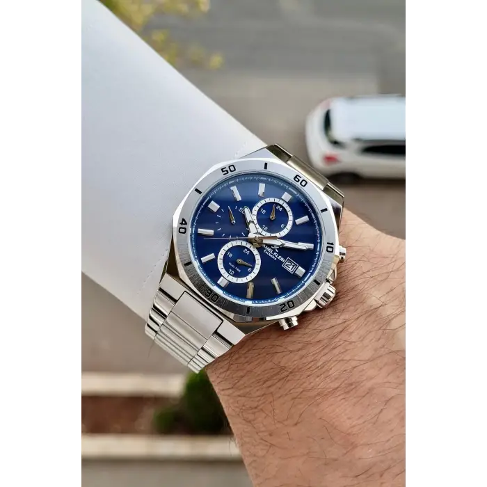 Kadranı Lacivert Kordonu Gümüş Renk 42 Mm İç Göstergeleri Aktif Erkek Kol Saati