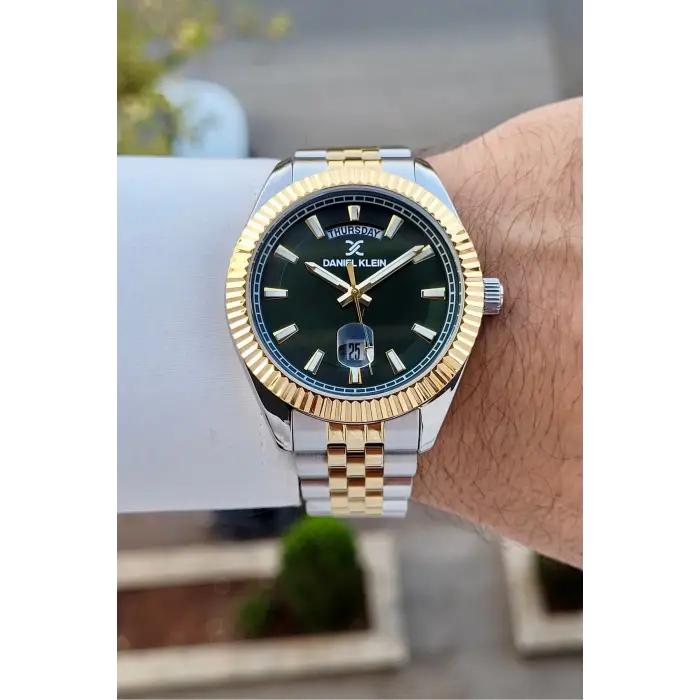 Kadranı Yeşil Kordonu Gold Gümüş Renk 42 Mm İç Göstergeleri Aktif Erkek Kol Saati