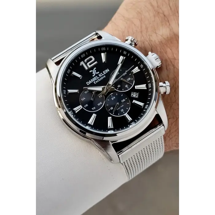 Kadranı Siyah Kordonu Gümüş Renk 43 Mm İç Göstergeleri Aktif Erkek Kol Saati